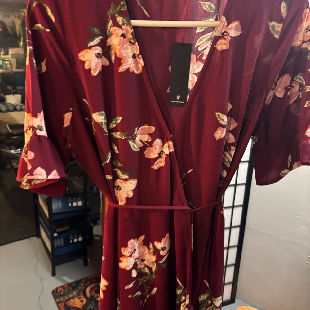 Lulu's Burgundy Floral Maxi Dress